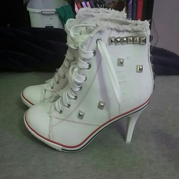 white high heel converse